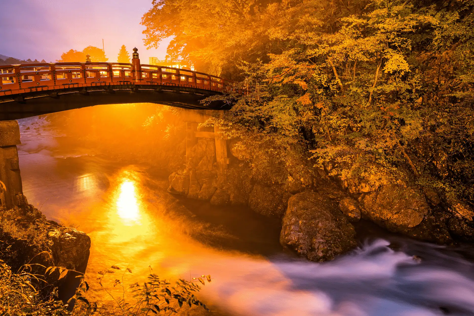 Historic bridge of Nikko surrounded by forest